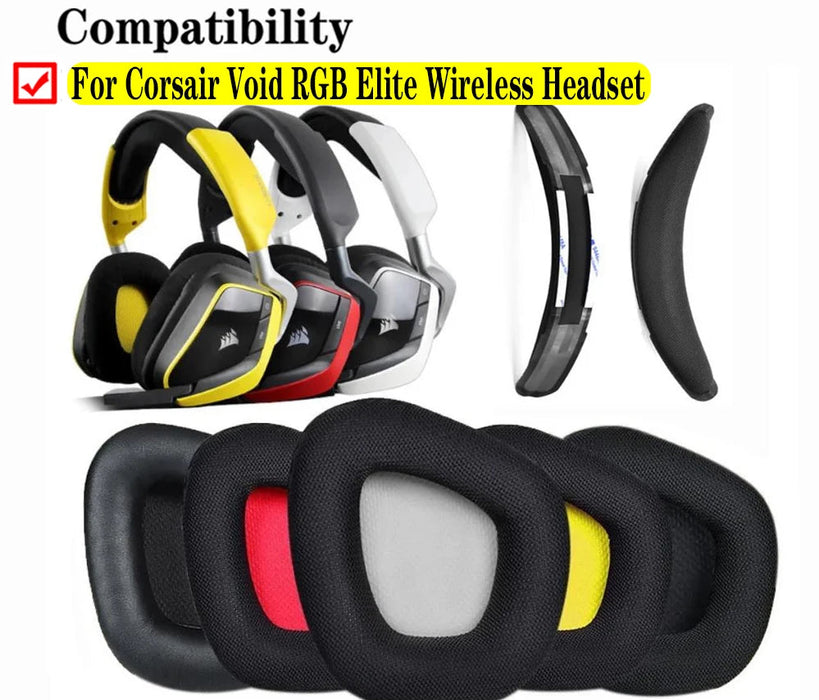 Pair of Memory Foam Earpads For Corsair Void Pro Elite Rgb Wireless Headset