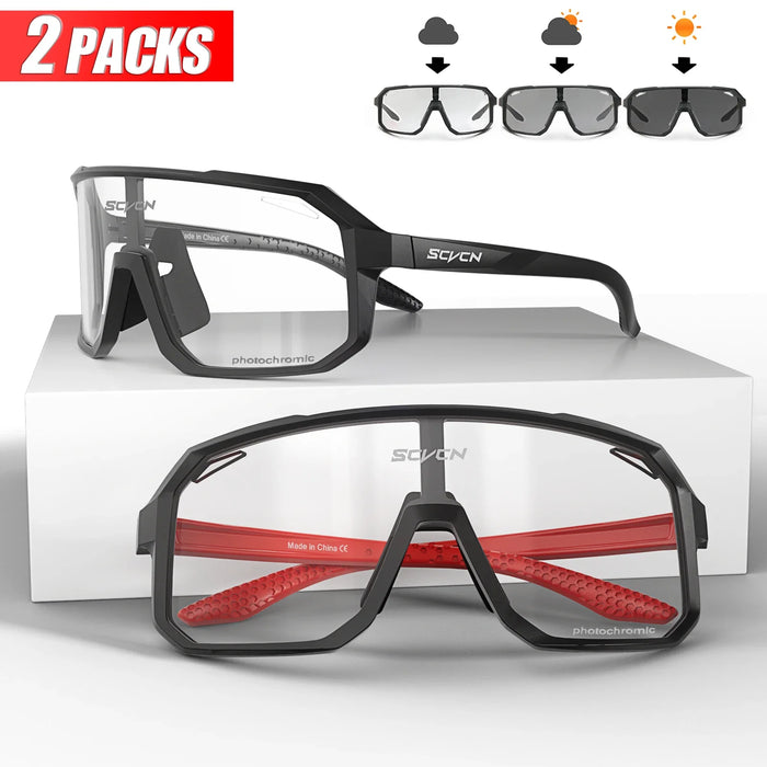 2 Pack Photochromic Cycling Sunglasses For Mountain Biking