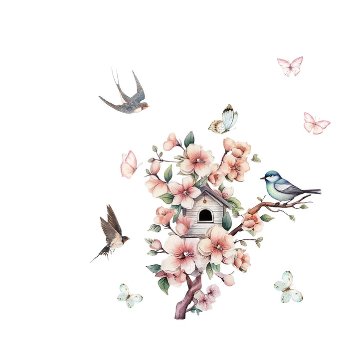 Watercolour Flower & Bird Wall Stickers For Home Decor