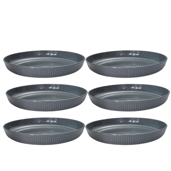 Reusable Grey Plastic Striped Plates Set Of 6 Perfect For Camping And Desserts