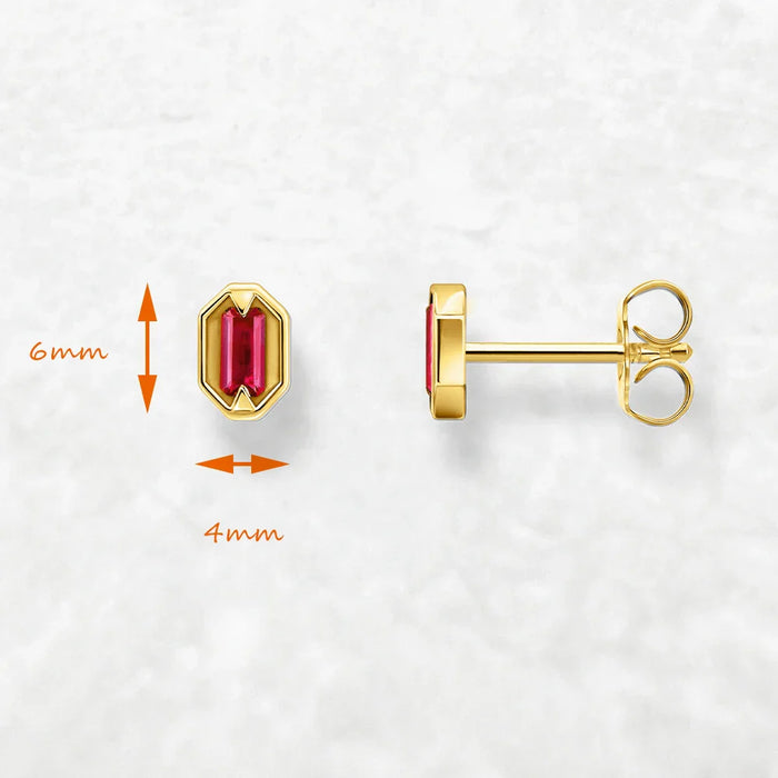 925 Sterling Silver New Red Stones Stud Earrings Fine