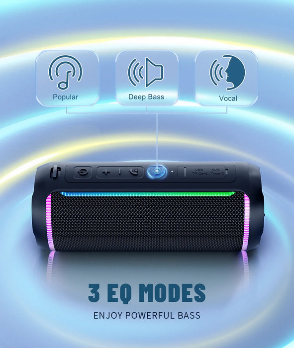 Portable Bluetooth Speaker With 40W Stereo Sound And Rgb Lights