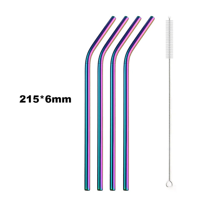 Stainless Steel Reusable Drinking Straws With Cleaning Brush
