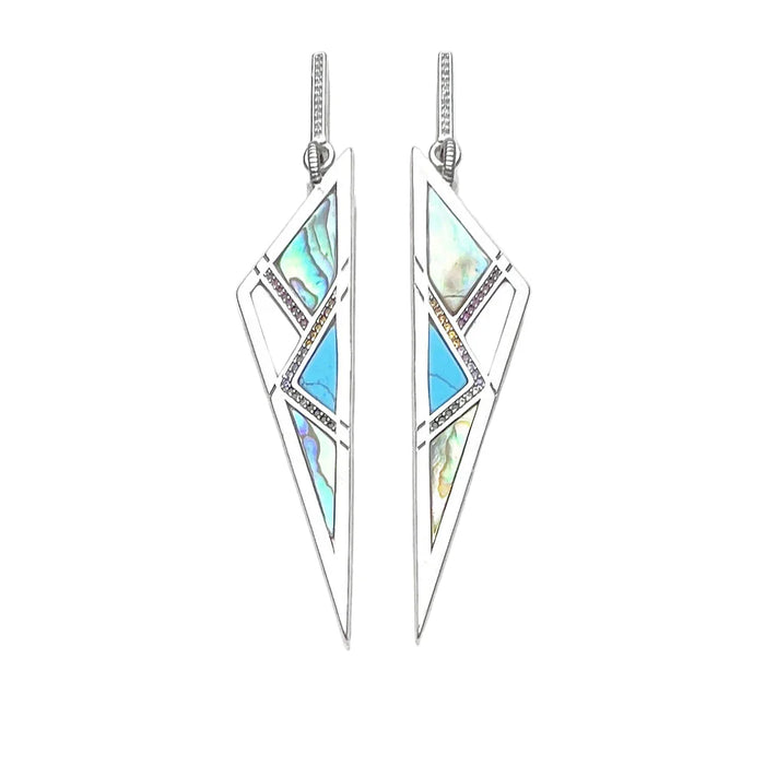 925 Sterling Silver Turquoise Triangle Earrings Lucky Charm For Women Jewelry