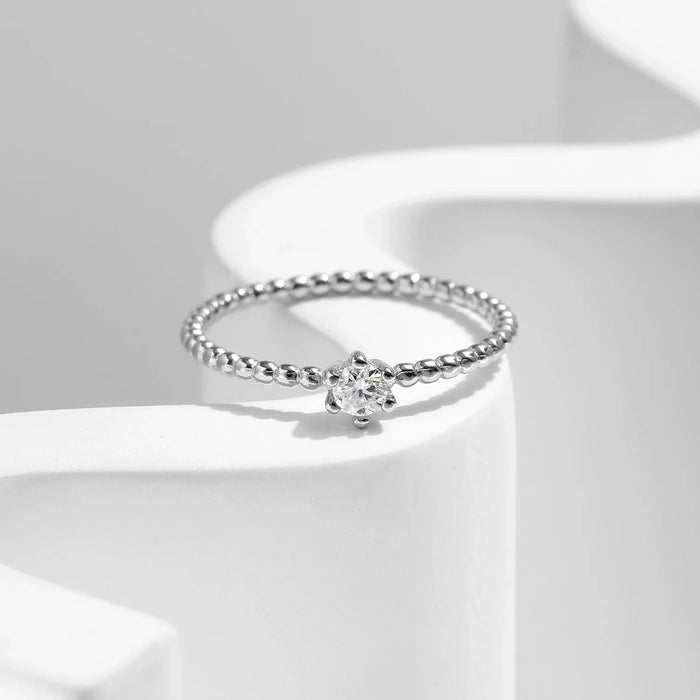 925 Sterling Silver Round Moissanite Stackable Ring For Women