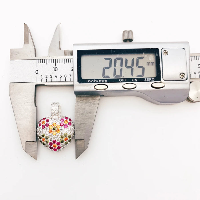 925 Sterling Silver Flower Heart Pendant Glam Jewelry For Women