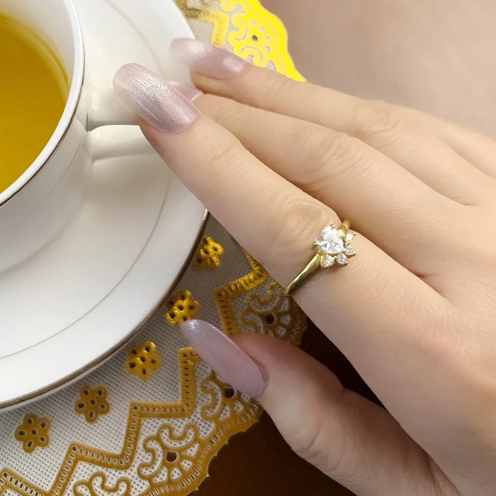 925 Sterling Silver Delicate Cat Paw Ring Cute For Women European Style Fine Jewelry