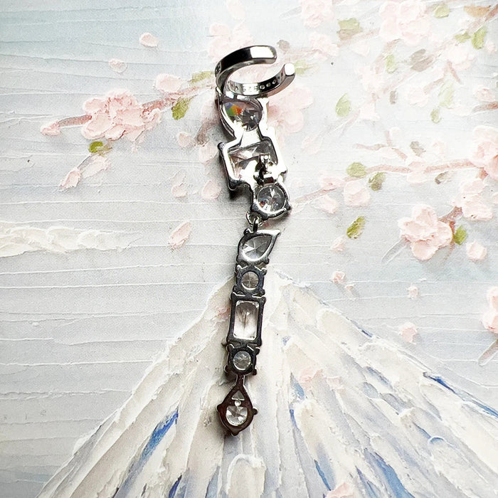 925 Sterling Silver Romantic Water Drop Climber Stud For Women