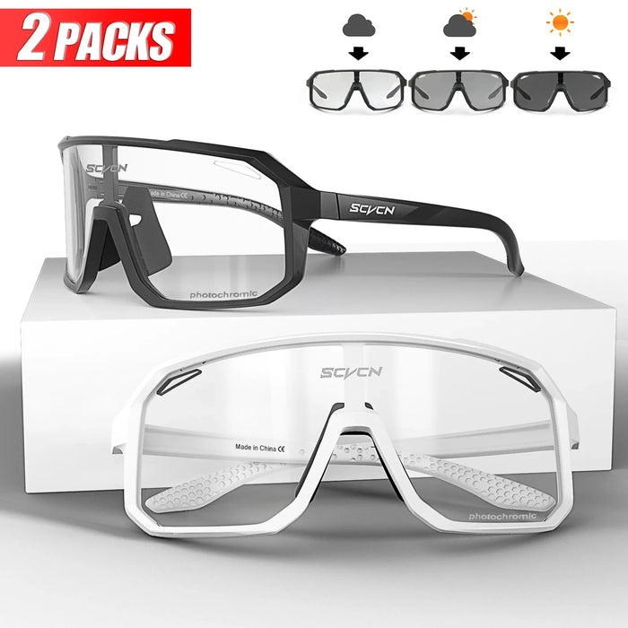 2 Pack Photochromic Cycling Sunglasses For Mountain Biking