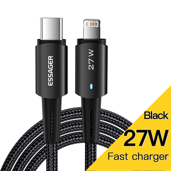 27W Usb C Cable For Iphone 14 13 12 11 Pro Max Xs 20W Fast Charging Cable Type C To Lighting Date Wire For Ipad Macbook