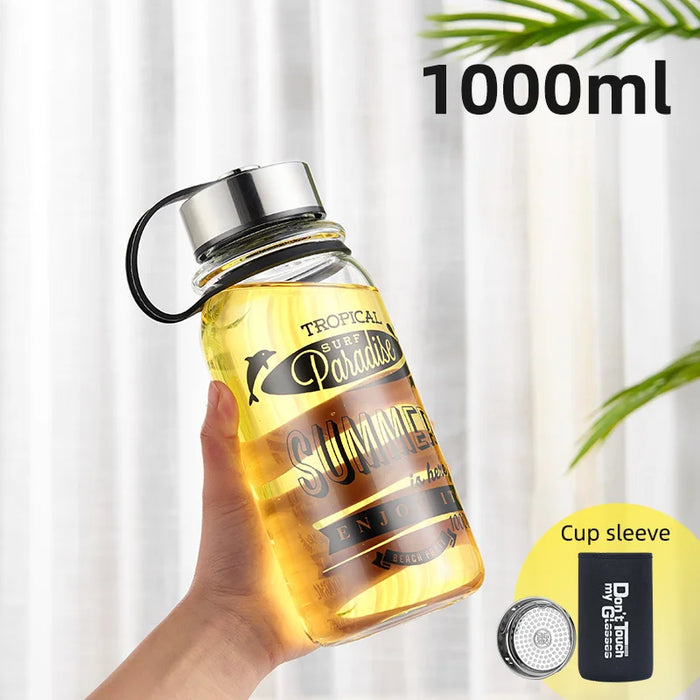 Large Glass Water Bottle For Outdoor Sports And Cycling
