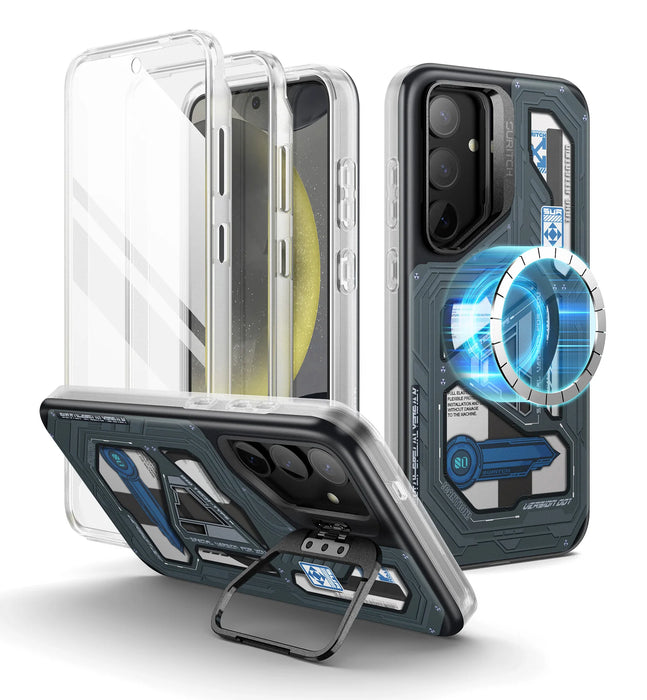 For Samsung Galaxy S24 Plus Full-Body Dual Layer Rugged Shockproof Magnetic Magsafe Compatible Case With Camera Stand