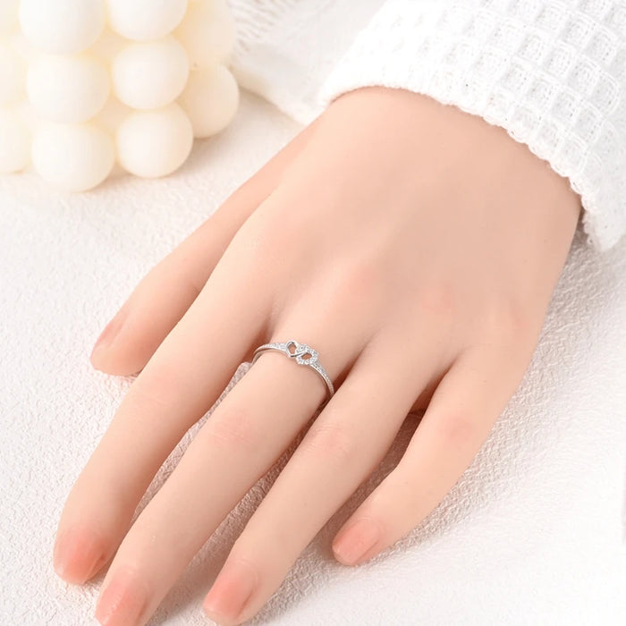 925 Sterling Silver Heart Rings White Zirconium Minimalist Design Luxury For Women Wedding Gift