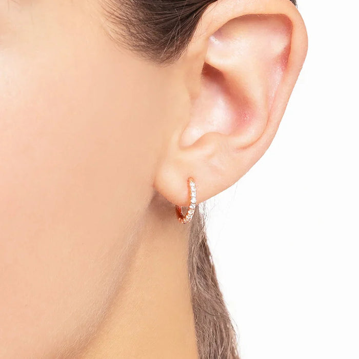 925 Sterling Silver Romantic Gift Rose Gold Hinged Hoop Earrings Fine Jewelry For Women French Setting Stones Europe