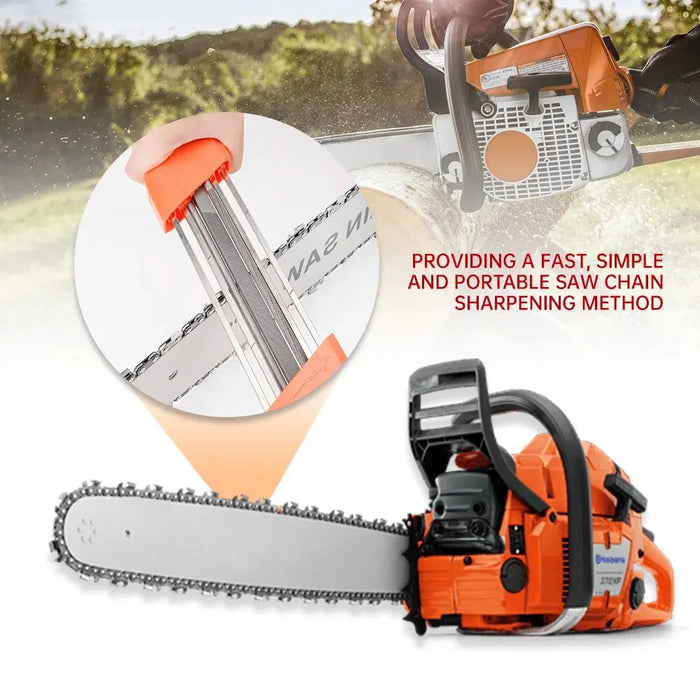 2 in 1 Chainsaw Sharpener Tool with Whetstone Fits 4.0 5.5mm Chains