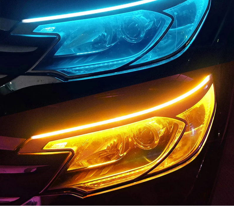 2Pcs Flexible Led Drl Car Daytime Running Lights White / Yellow 12V