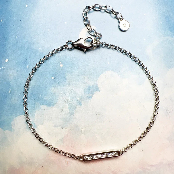 925 Sterling Silver White Zircon Link Chain Bracelet European Women Jewelry