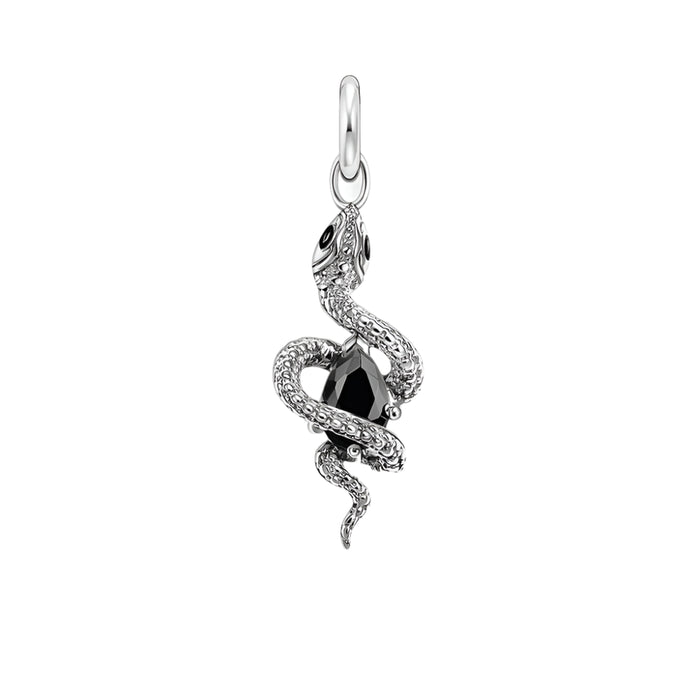 925 Sterling Silver Snake Pendant With Black Stone Romantic Gift For Her