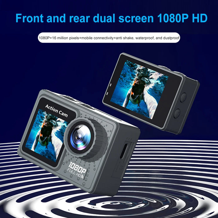 Action Camera Wifi Dual Screen 2.0 Inch Touch Screen 30M Waterproof Sport Camera Outdoor Mini Cam 120° Exercise Video Recorder