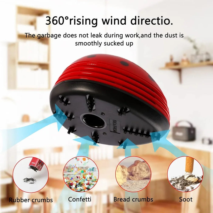 Cute Portable Beetle Ladybug Cartoon Mini Desktop Vacuum Desk Dust Cleaner For Keyboard