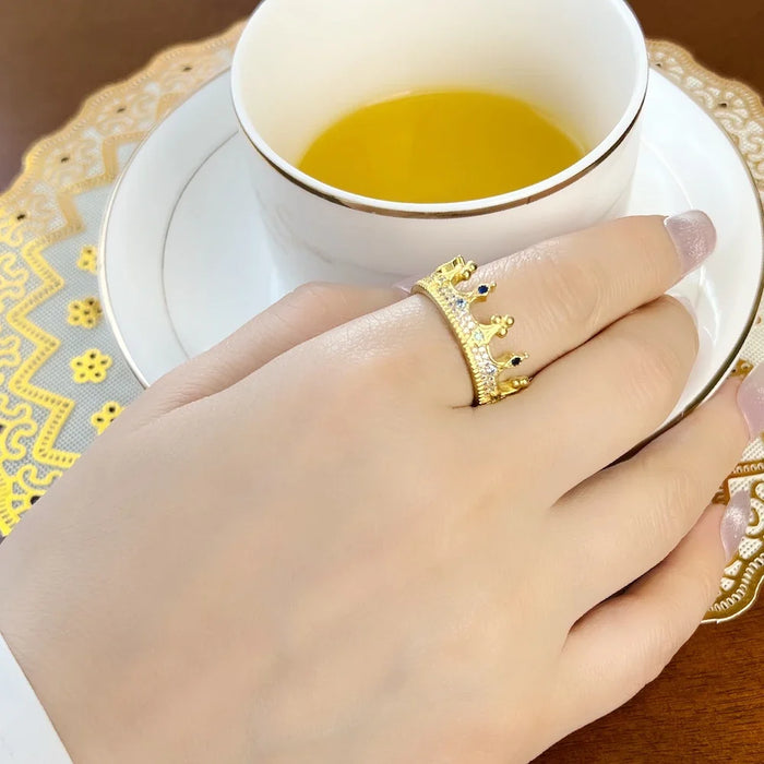 925 Sterling Silver Vintage Royal Crown Ring Romantic Gift Boho