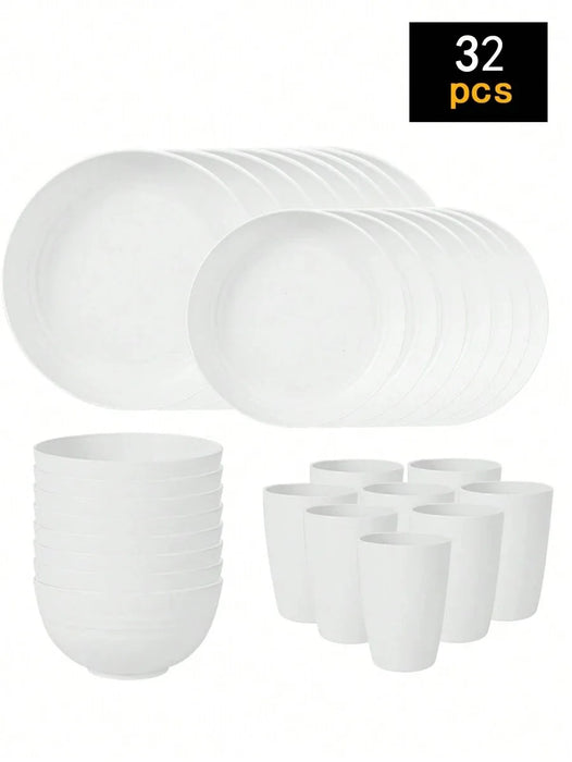 4 / 16 / 24 Piece Reusable Plastic Tableware Set For Family Picnics & School Supplies