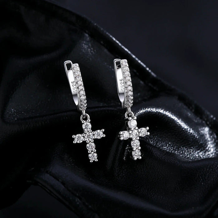 925 Sterling Silver Dazzling Vvs1 Moissanite Hoop Earrings