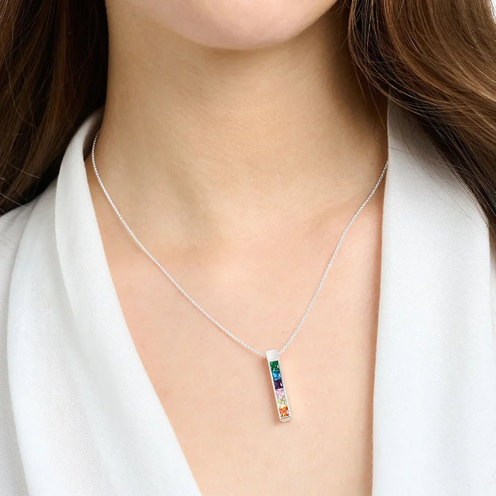 925 Sterling Silver Boho Colourful Stone Necklace Chain For Women