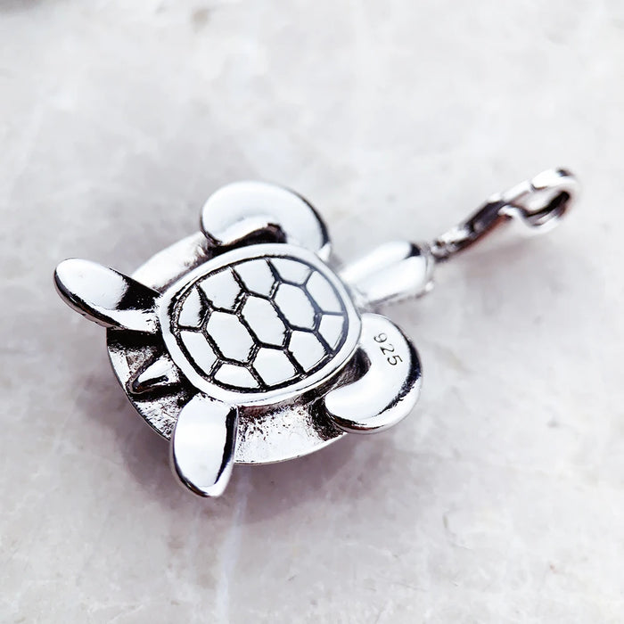 925 Sterling Silver Green Turtle Pendant Fashion Jewelry Gift For Women & Men