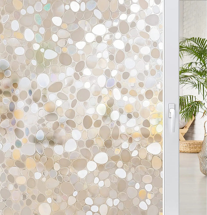 Decorative Window Film - Uv Blocking Static Cling Non-Adhesive - Pebble Design