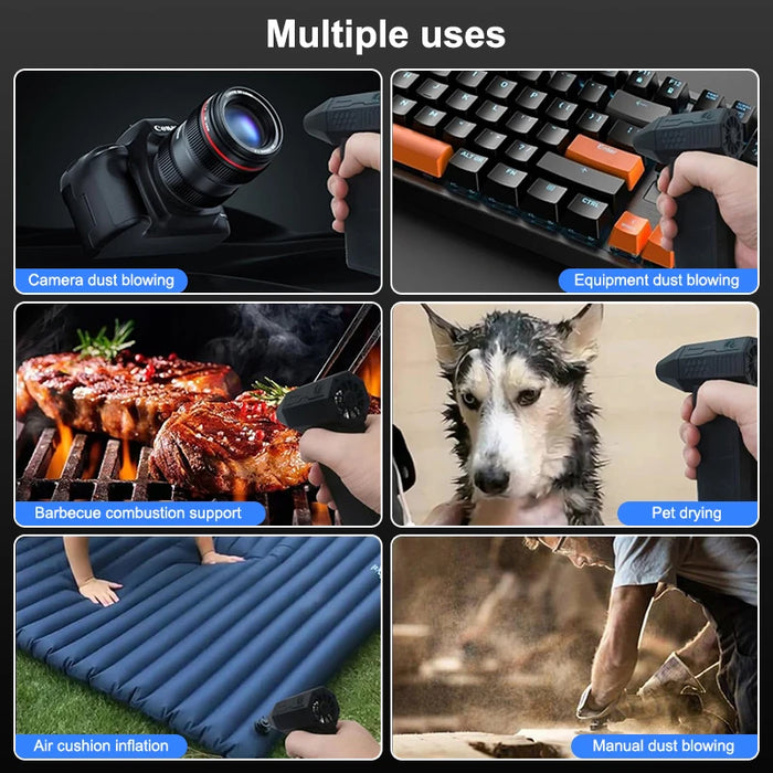 X3 Mini Turbo Jet Fan Electric Air Duster 3 Gear 130000Rpm 52M / S Wind Speed Dust Cleaner Gun Cleaning Blower Tool