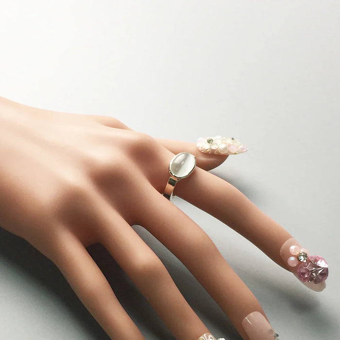 925 Sterling Silver White Oval Stone Ring Jewelry For Women