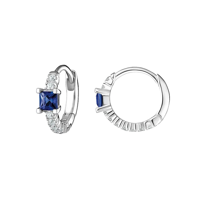 925 Sterling Silver Blue Stone Timeless Creole Hoop Earrings Europe Glam Fine Jewelry For Women
