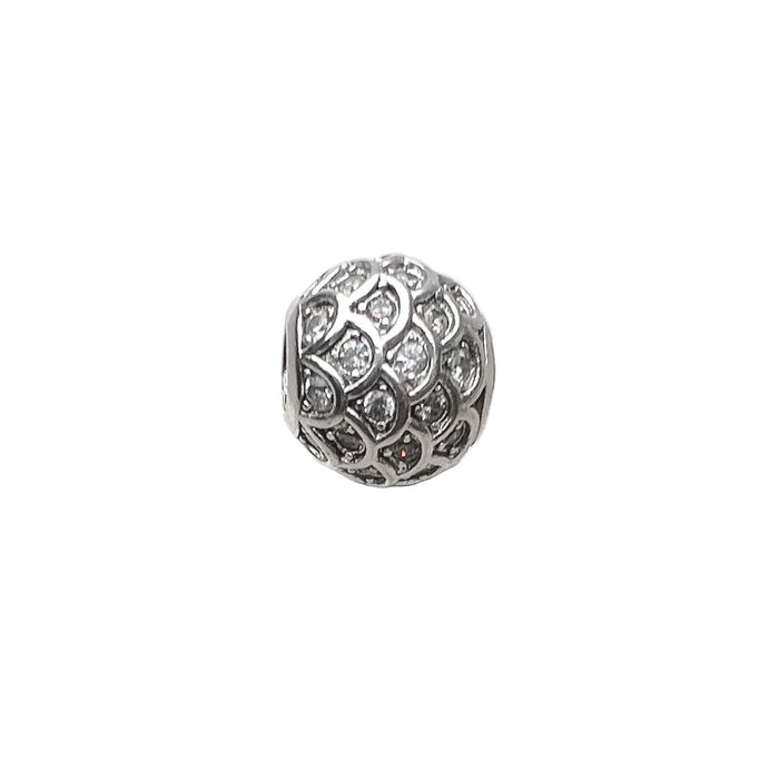 925 Sterling Silver Fish Charm With White Cz Beads Jewelry Accessory For Women & Men