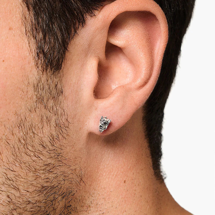 925 Sterling Silver Vintage Skull King Stud Earrings