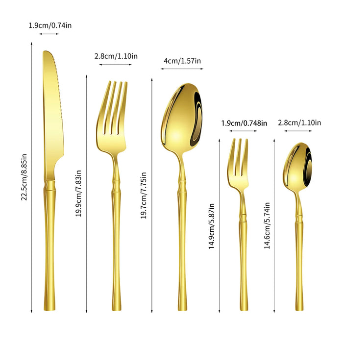 5 / 6 / 20 / 30 Piece Gold Stainless Steel Cutlery Set Knife Fork Spoon