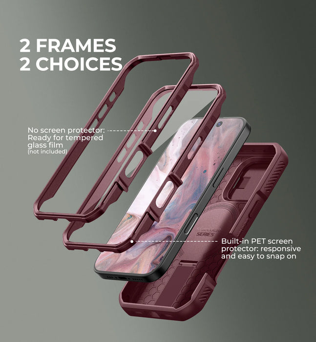 For Iphone 16 Pro Magsafe Rugged Armor Shockproof Case With Built-In Sliding Camera Case Built-In Screen Protector Holder