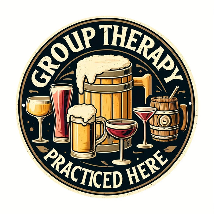 Retro Beer Bar Sign Group Therapy Here