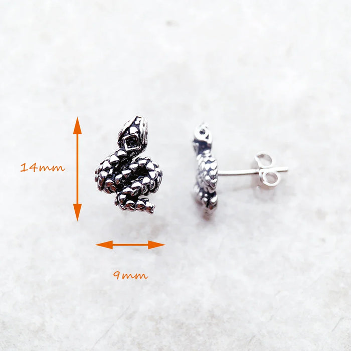925 Sterling Silver Blackened Snake Ear Studs