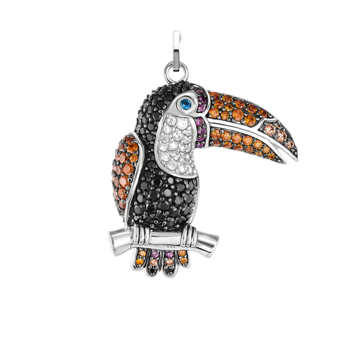 925 Sterling Silver Colourful Toucan Pendant Fashion Jewelry For Women & Men