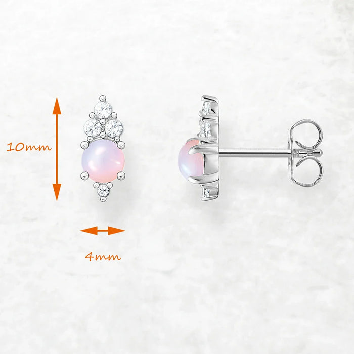 925 Sterling Silver Vintage Pink Stone Stud Earrings