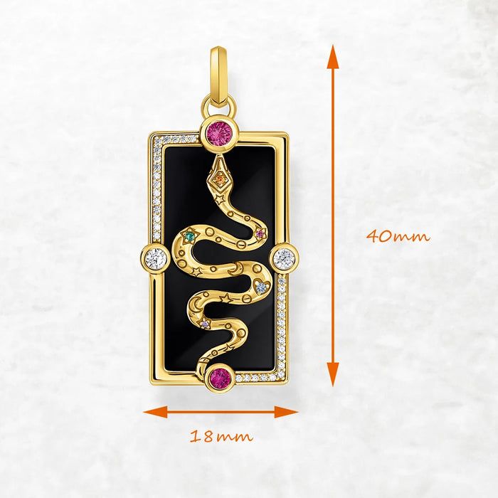 925 Sterling Silver Bohemian Snake Talisman Pendant Yellow Gold Plated Fine Jewelry Accessory For Women