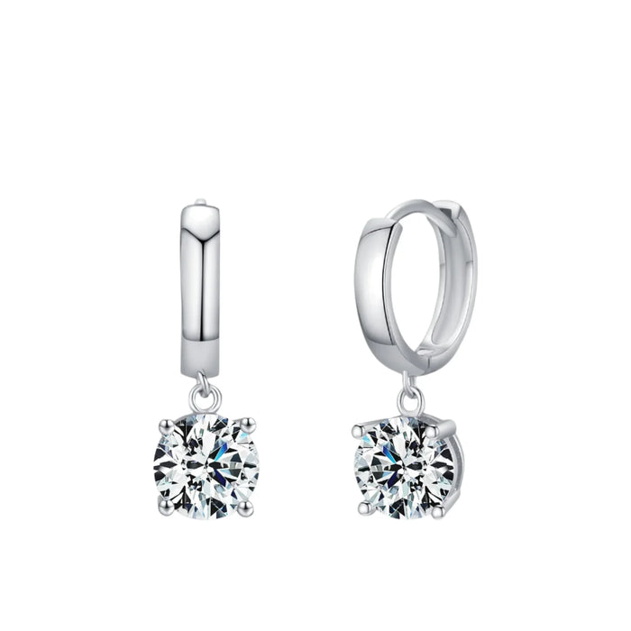 925 Sterling Silver 1.0Ct D Moissanite Hoop Earrings In For Women