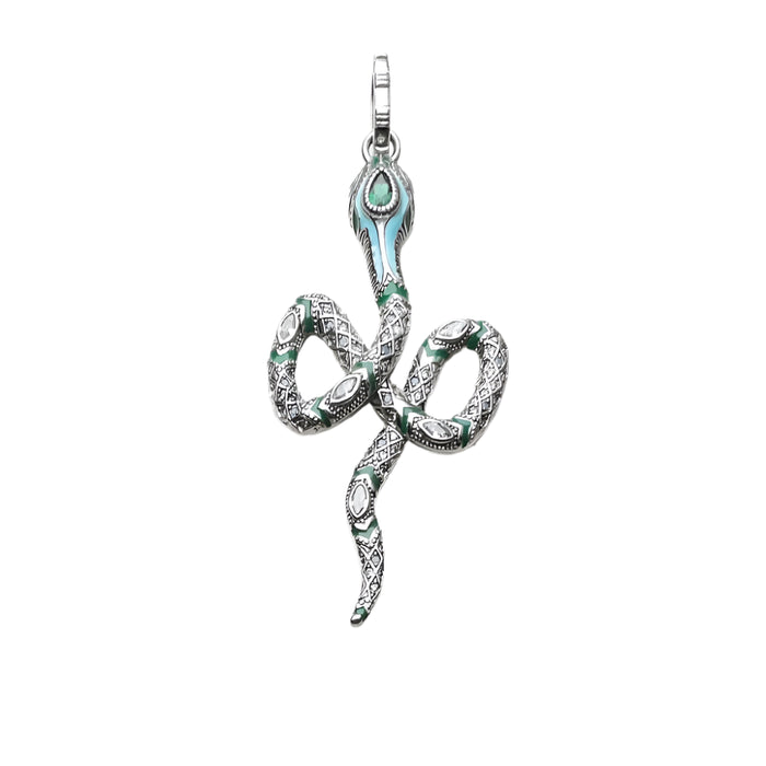 925 Sterling Silver Green Snake Spring Pendant Bohemian Gift For Women