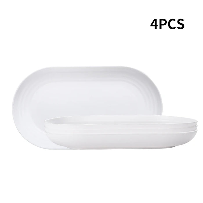 2 / 4 / 6 Piece Reusable Pp Oval Plates For Family Kitchen Picnics