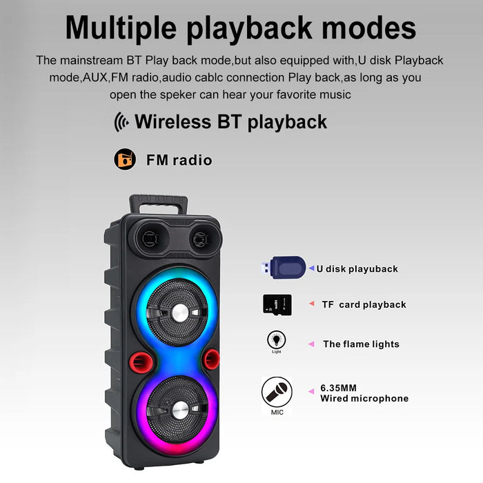 Portable Wireless Speaker High Power Home Karaoke Partybox 6.5 Inch Stereo Subwoofer Speaker With Mic Fm Radio Party Sound Box