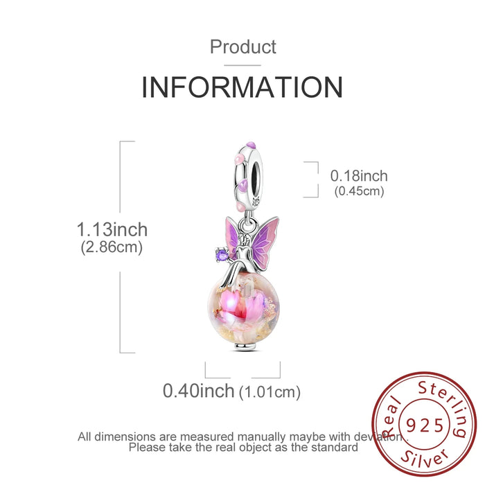 925 Sterling Silver Butterfly Pendant Fits Bracelet Diy Gift For Women