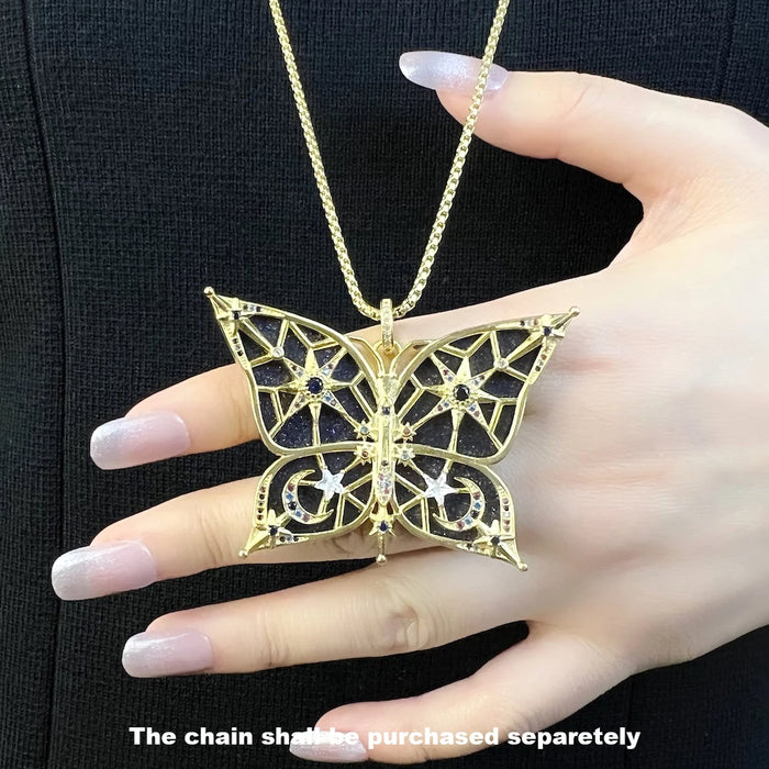 925 Sterling Silver Boho Butterfly Star & Moon Pendant Summer Jewelry Gift For Women