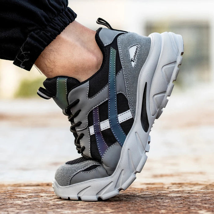 Mens Steel Toe Work Shoes - Puncture Proof Safety Sneakers Protective Footwear For Work