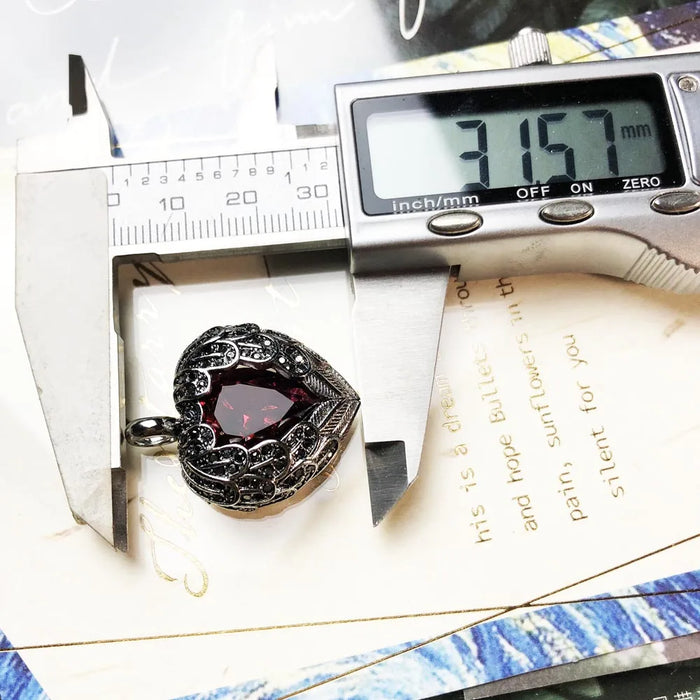 925 Sterling Silver Romantic Red Heart Pendant Crystal Jewelry For Women